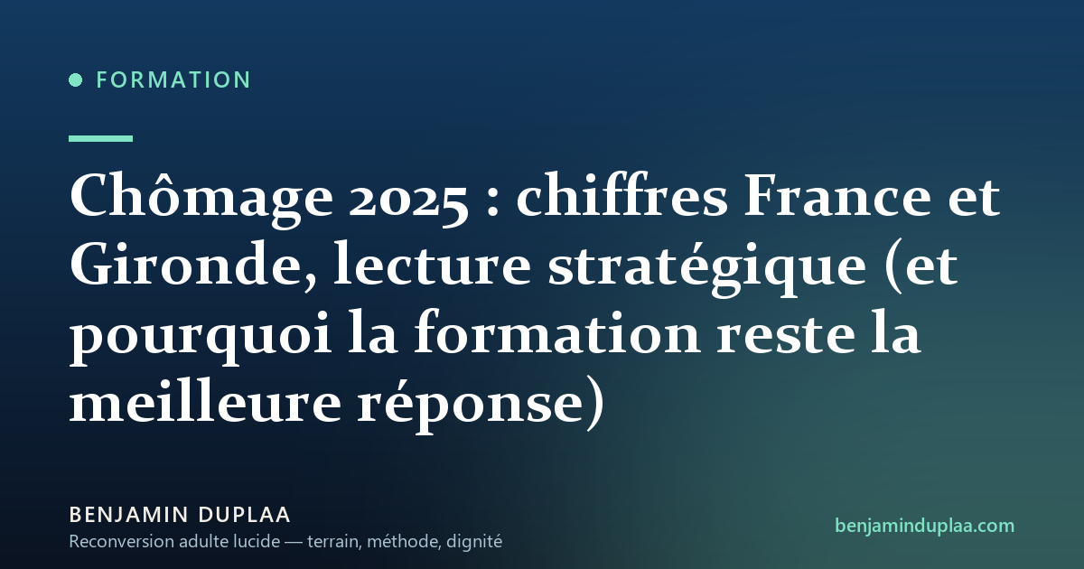 Chômage 2025-2026 : chiffres France et Gironde (lecture stratégique)