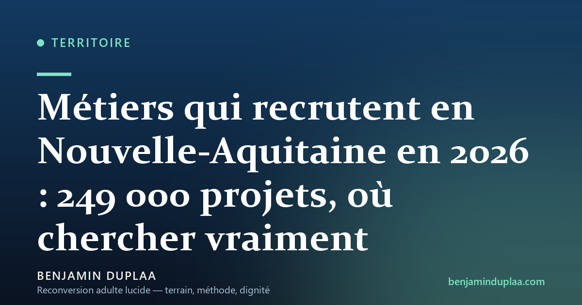 Métiers qui recrutent en Nouvelle-Aquitaine en 2026 : 249 000 projets, où chercher vraiment