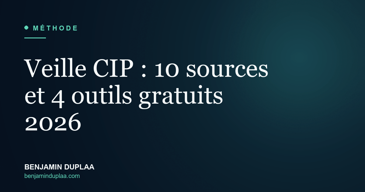 Veille CIP : 10 sources et 4 outils gratuits 2026