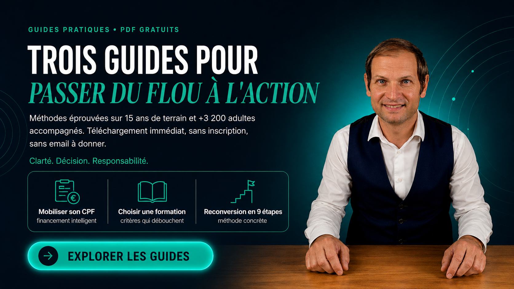Benjamin Duplaa — trois guides pratiques PDF gratuits : mobiliser son CPF, choisir une formation, reconversion en 9 étapes. Méthode concrète terrain.